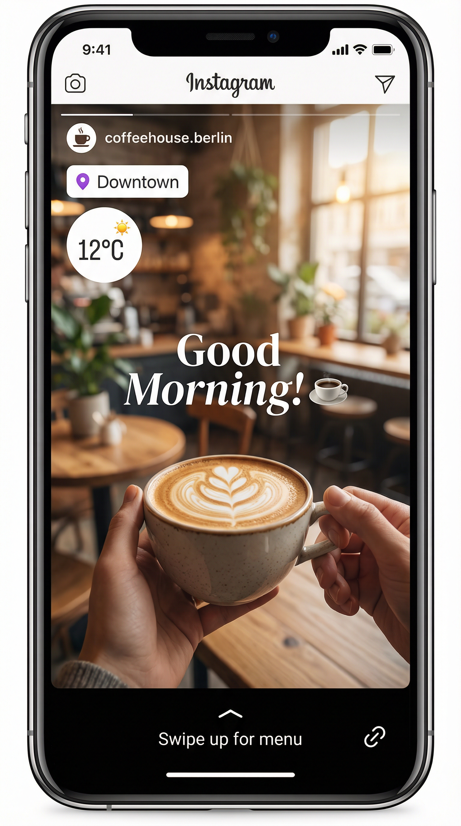 Instagram Story Example for Coffee Shop - Social Media Engagement